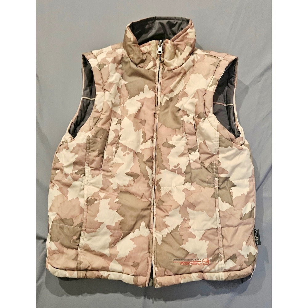 Free Country Reversible Puffer Vest Youth M Grey Camo Utility FCX90